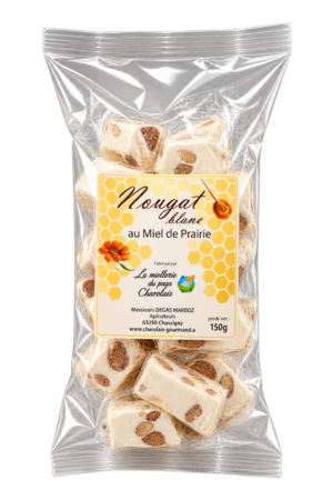 Nougat au Miel de Prairie, La Miellerie du Pays Charolais — sachet 150 g
